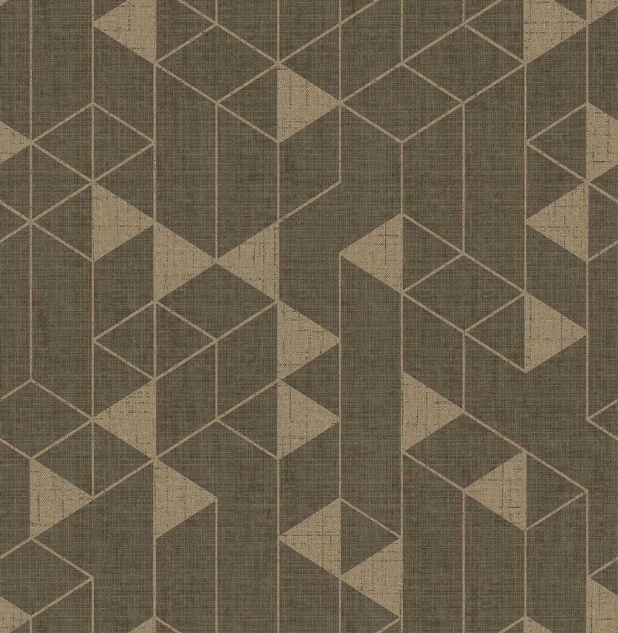 Fairbank Chocolate Linen Geometric Wallpaper with Modern Geometrics Pattern - Brewster 4034-26773