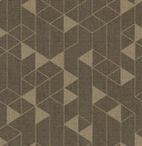 Fairbank Chocolate Linen Geometric Wallpaper with Modern Geometrics Pattern - Brewster 4034-26773