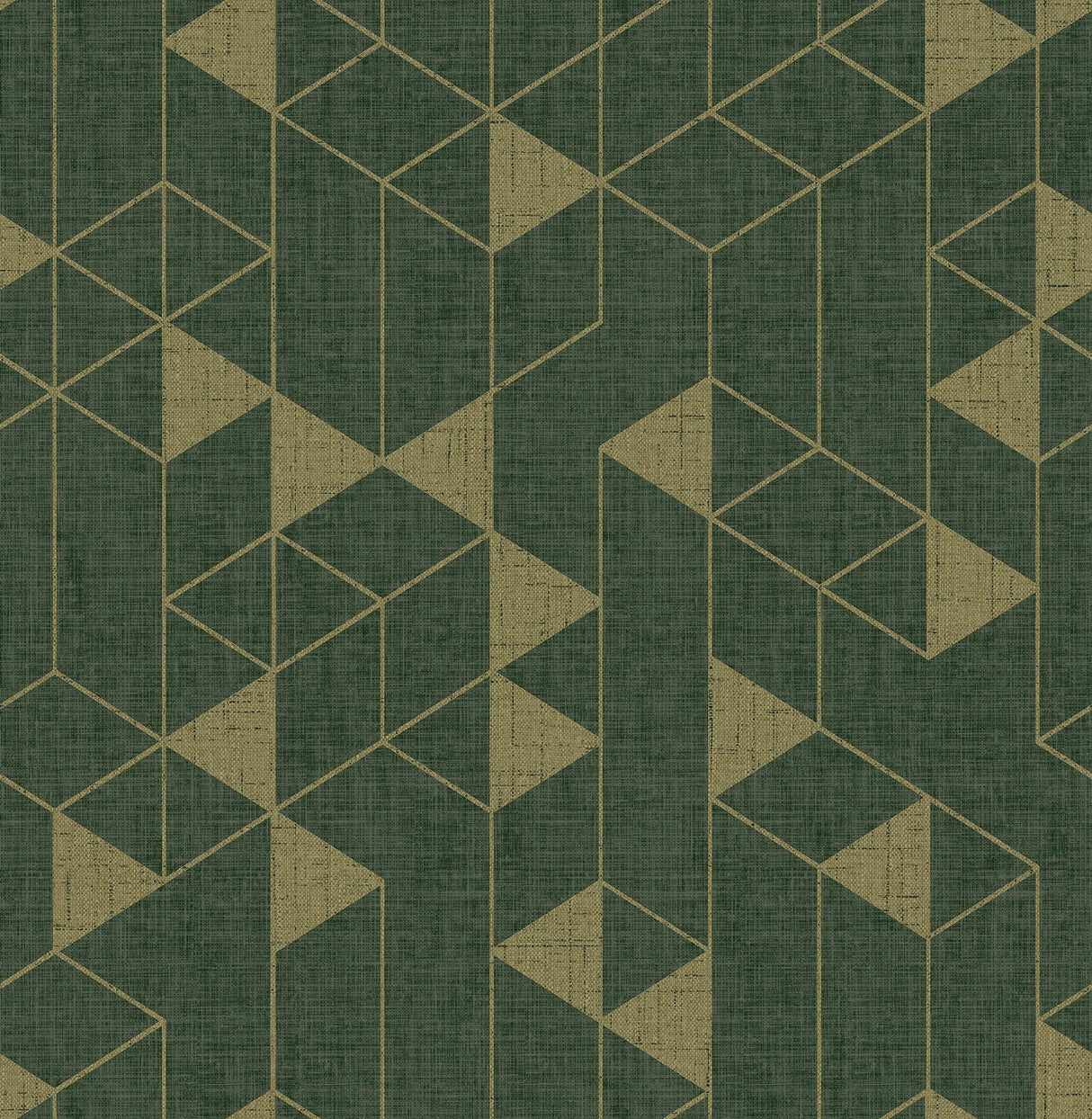 Fairbank Evergreen Linen Geometric Wallpaper with Metallic Modern Geometric Pattern - Brewster 4034-26774