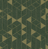 Fairbank Evergreen Linen Geometric Wallpaper with Metallic Modern Geometric Pattern - Brewster 4034-26774