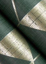 Fairbank Evergreen Linen Geometric Wallpaper with Metallic Modern Geometric Pattern - Brewster 4034-26774