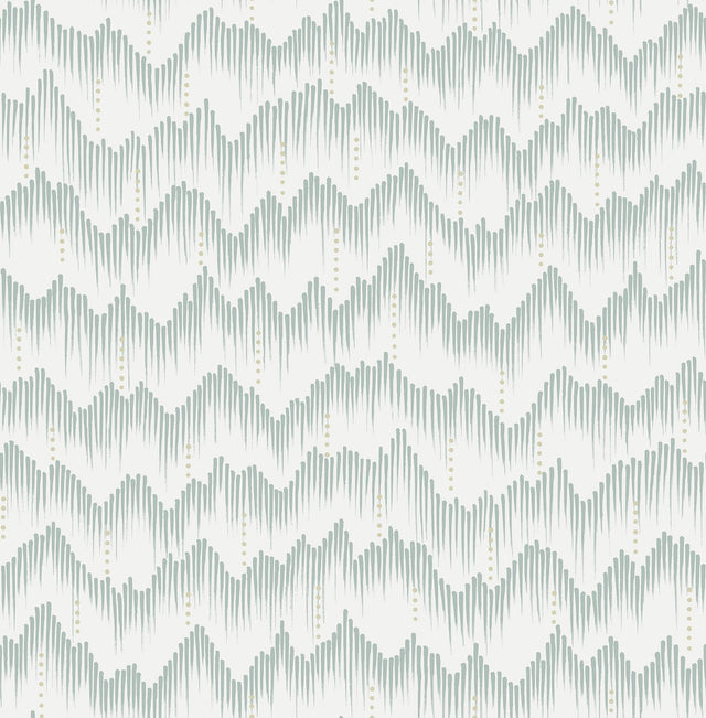Holmby Seafoam Brushstroke Zigzag Wallpaper with Metallic Accents - A-Street Prints 4034-26776