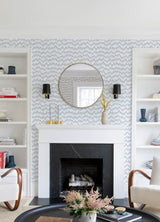 Holmby Light Blue Brushstroke Zigzag Geometric Washable Strippable Non Woven Unpasted Wallpaper by A-Street Prints Scott Living III - FD26777