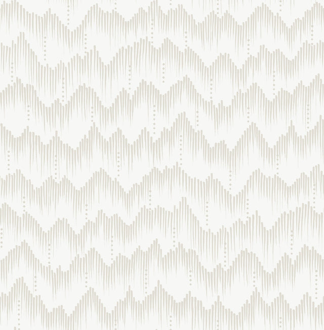 Holmby Bone Brushstroke Zigzag Wallpaper with Metallic Modern Geometric Pattern - Brewster 4034-26778
