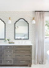 Holmby Bone Brushstroke Zigzag Wallpaper with Metallic Modern Geometric Pattern - Brewster 4034-26778