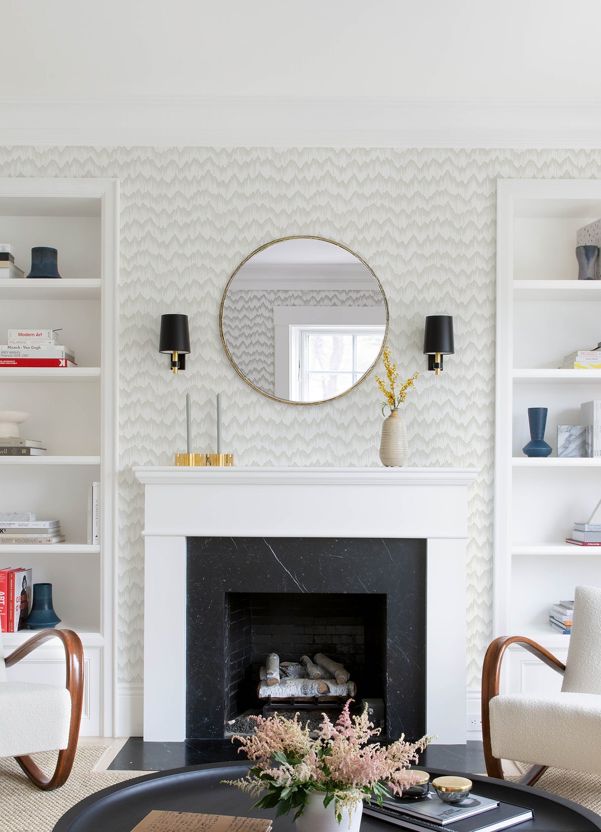 Holmby Bone by A-Street Prints Brushstroke Zigzag Modern Geometric Non Woven Unpasted Washable Strippable Wallpaper - FD26778