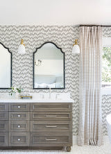 Holmby Grey Brushstroke Zigzag Wallpaper by A-Street Prints Scott Living III Modern Geometric Metallic Non Woven Unpasted Roll - FD26779