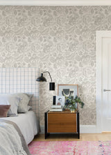 Culver Grey Jacobean Wallpaper with Botanical Floral Motif - A-Street Prints 4034-26780