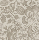 Culver Light Brown Jacobean Wallpaper with Botanical Floral Motif - Brewster 4034-26782