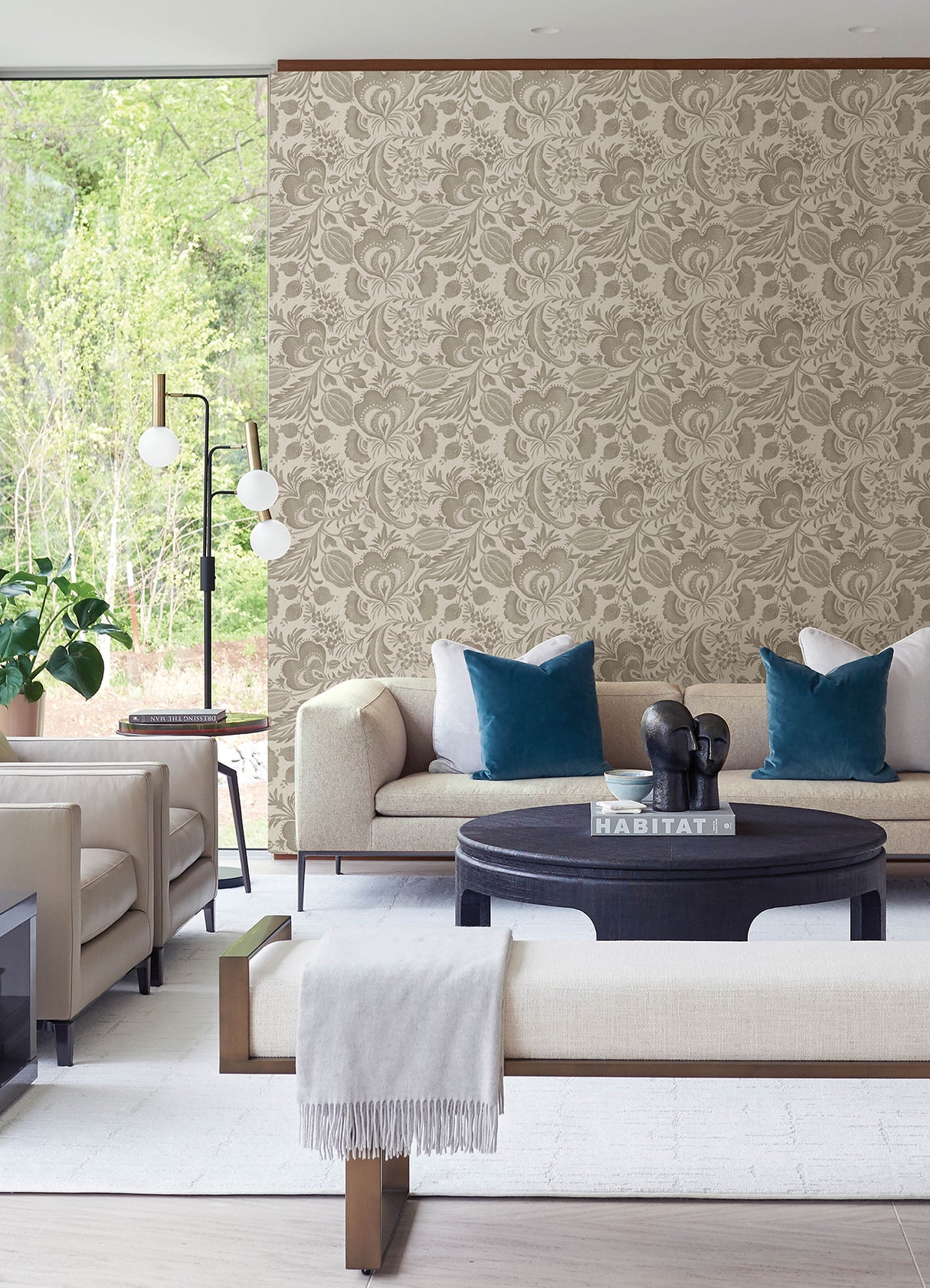 Culver Light Brown by A-Street Prints Jacobean Botanical Floral Non-Woven Unpasted Wallpaper Roll 20.5 in x 33 ft - FD26782