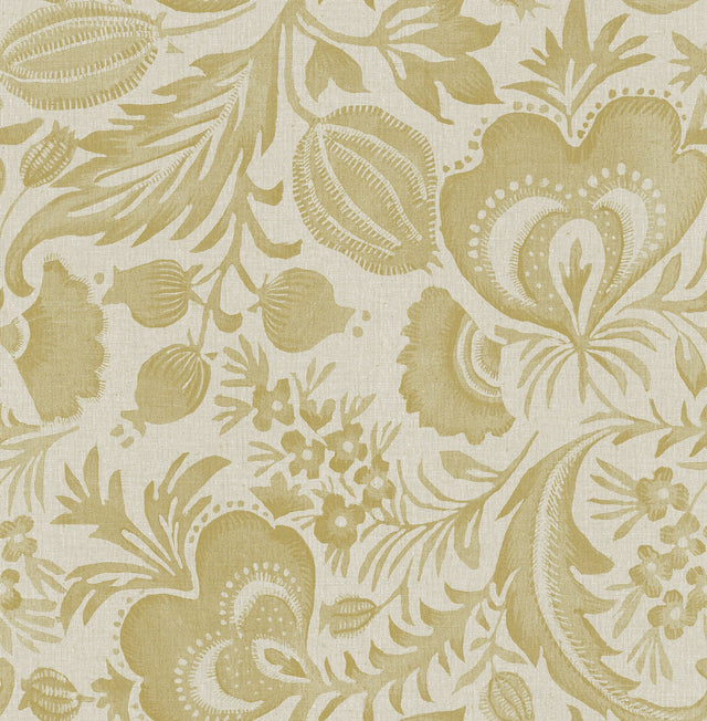 Culver Mustard Jacobean Wallpaper with Traditional Botanical Floral Pattern - A-Street Prints 4034-26784