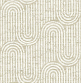 Trippet Light Brown Zen Waves Wallpaper with Modern Geometric Pattern - Brewster 4034-26786