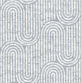 Trippet Blue Zen Waves Wallpaper by A-Street Prints FD26788 - Swirling white geometric lines on a light blue faux grasscloth background