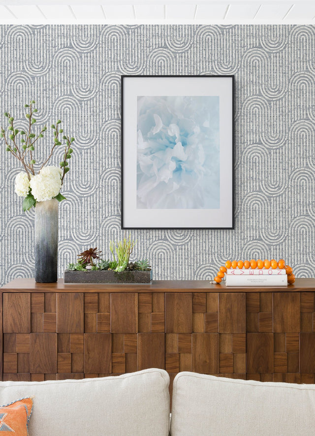 Trippet Blue Zen Waves Wallpaper with Modern Geometric Pattern - A-Street Prints 4034-26788