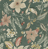 Crestwood Sea Green Crowned Crane Wallpaper with Botanical Birds Motif - Brewster 4034-26792