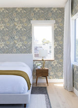 Crestwood Grey Crowned Crane Wallpaper with Botanical Birds Motif - A-Street Prints 4034-26793