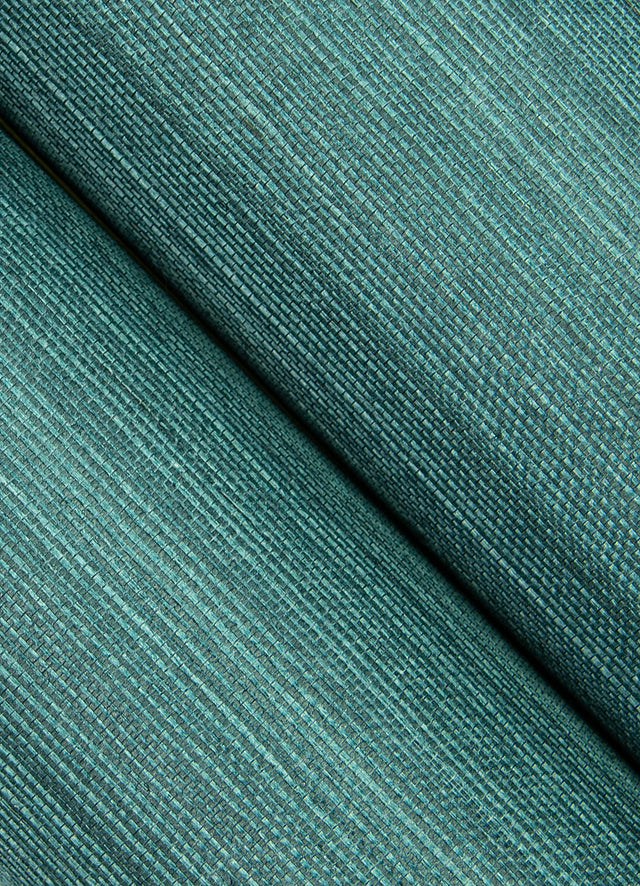 Colcord Teal Sisal Grasscloth Wallpaper with Traditional Texture Pattern - Brewster 4034-72101