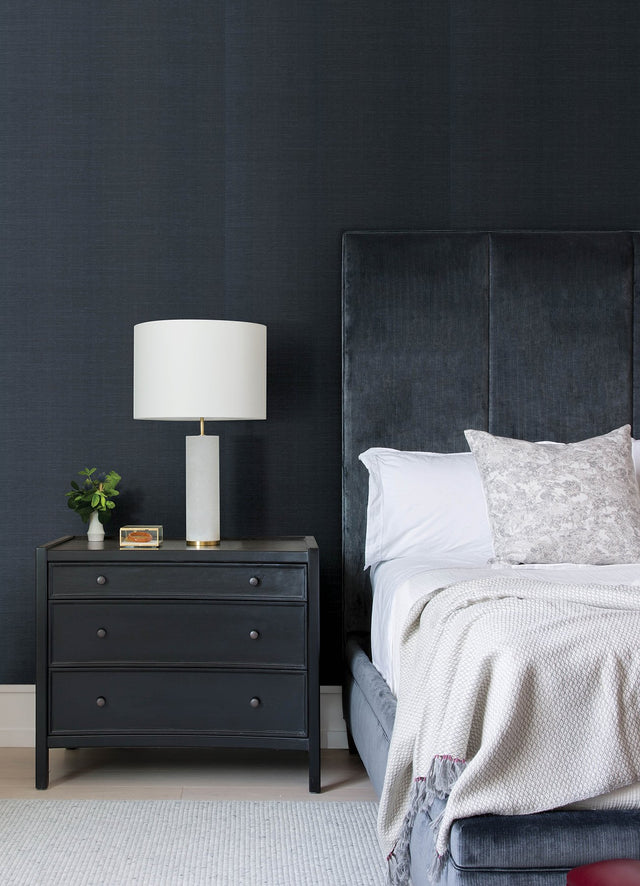 Colcord Navy Sisal Grasscloth Wallpaper with Texture Pattern - A-Street Prints 4034-72106