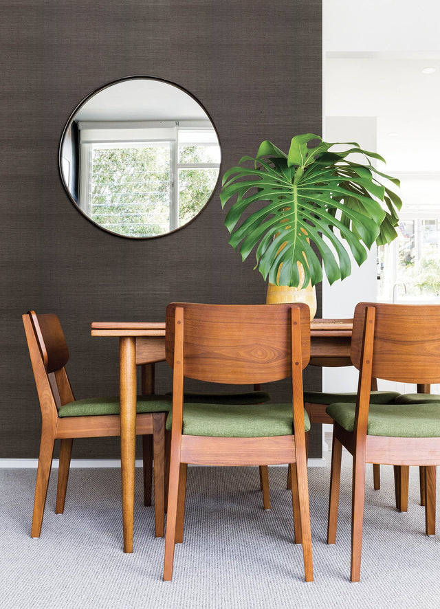 Colcord Charcoal Sisal Grasscloth Wallpaper with Traditional Texture Pattern - A-Street Prints 4034-72107