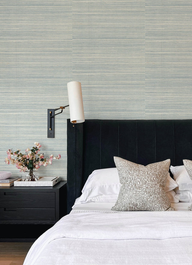 Kenter Aqua Sisal Grasscloth Wallpaper, Traditional Texture Pattern - A-Street Prints 4034-72111