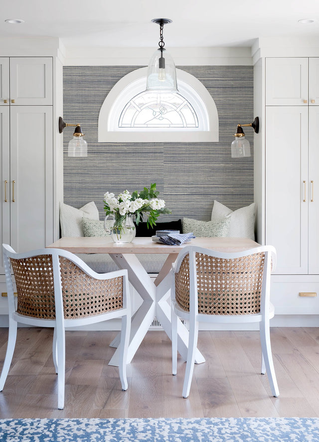 Kenter Teal Sisal Grasscloth Wallpaper with Traditional Texture Pattern - A-Street Prints 4034-72112