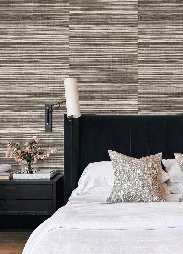 Kenter Black Sisal Grasscloth Wallpaper with Texture Pattern - A-Street Prints 4034-72113
