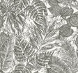 Brentwood Black Palm Leaves Wallpaper by A-Street Prints featuring tropical palm leaf design in black on white paper weave texture - YK72115