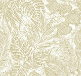 Brentwood Yellow Palm Leaves Wallpaper by A-Street Prints - Tropical Botanical Paper Weave Grasscloth