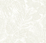 Brentwood Bone Palm Leaves Textured Wallpaper with Botanical Paper Weave Grasscloth - Brewster 4034-72118
