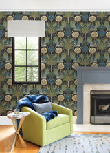 Mandeville Multicolor Tropical Paradise Wallpaper with Botanical Crane Motif - Brewster 4034-72120
