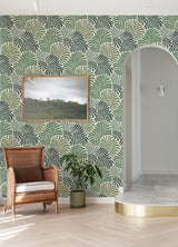Trousdale Green by A-Street Prints Fanning Flora Bohemian Tropical Botanical Fanning Leaf Non-Woven Unpasted Wallpaper Scott Living III - YK72127