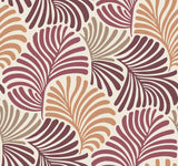 Trousdale Raspberry Fanning Flora Wallpaper with Bohemian Botanical Leaf Motif - Brewster 4034-72128