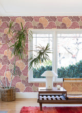 Trousdale Raspberry Fanning Flora by A-Street Prints Bohemian Botanical Tropical Palm Frond Non Woven Unpasted Wallpaper - YK72128