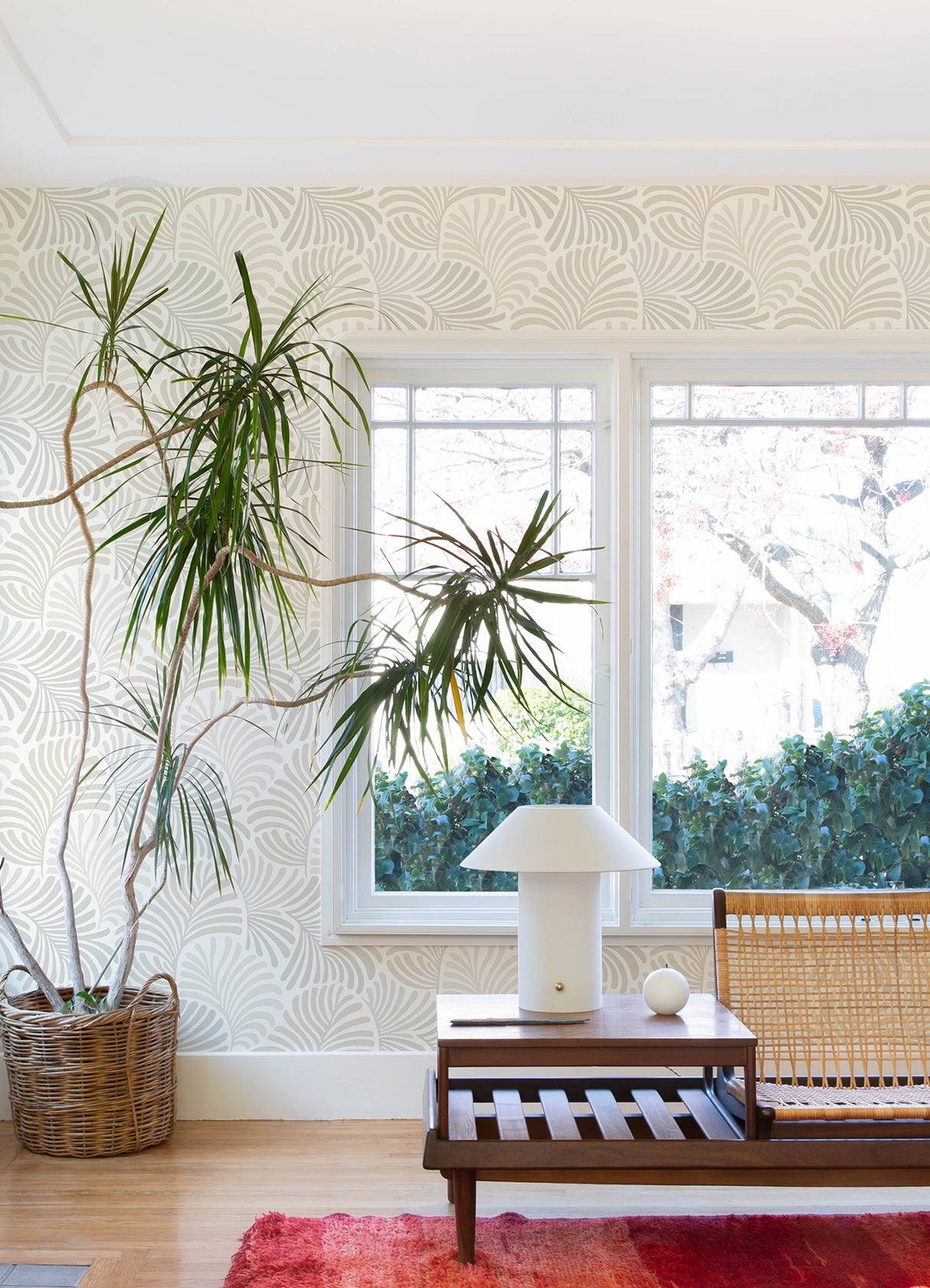 Trousdale Neutral Fanning Flora Wallpaper with Botanical Leaf Motif - Brewster 4034-72129