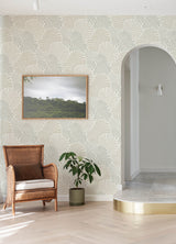Trousdale Neutral Fanning Flora Botanical Palm Leaf Wallpaper in Neutral Tones by A-Street Prints Bohemian Non Woven Unpasted - YK72129