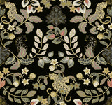 Getty Black Jungle Damask Wallpaper with Metallic Bohemian Animal Motif - A-Street Prints 4034-72131
