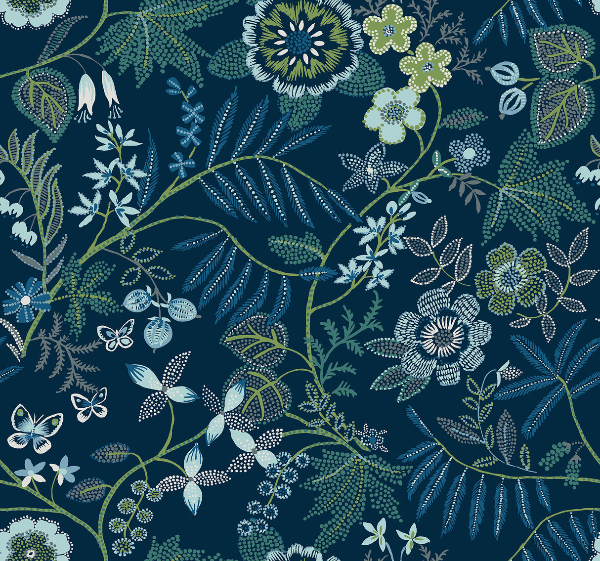 Marilyn Dark Blue Floral Trail Wallpaper by A-Street Prints - YK72135