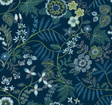 Marilyn Dark Blue Floral Trail Wallpaper by A-Street Prints - YK72135