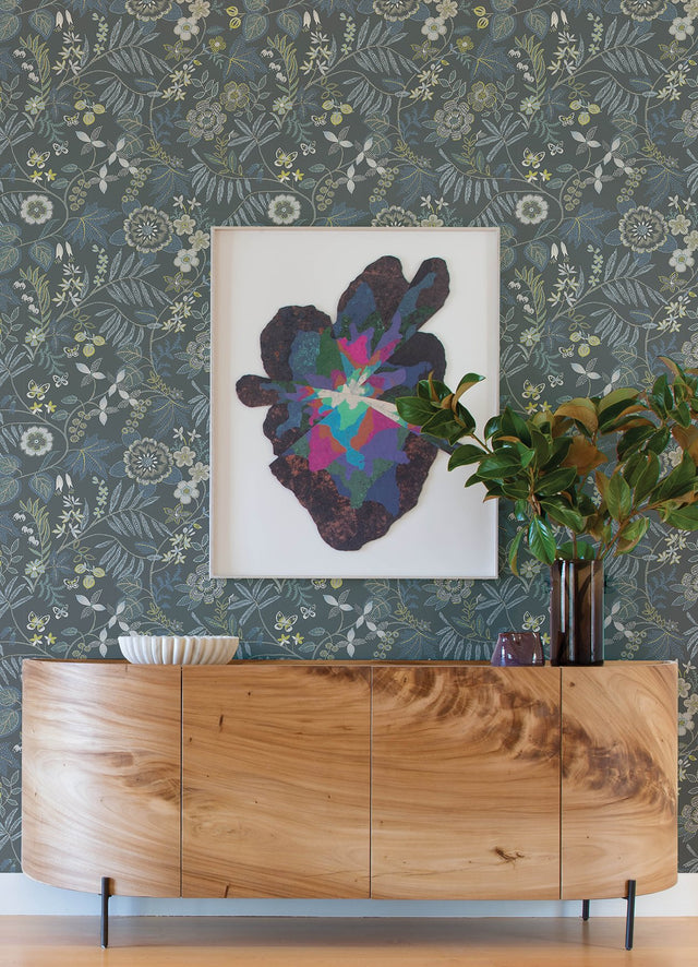 Marilyn Light Grey Floral Trail Wallpaper with Modern Botanical Flowers - A-Street Prints 4034-72136