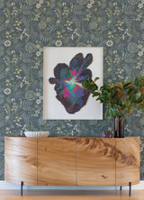 Marilyn Light Grey Botanical Floral Trail Embroidery Inspired Wallpaper by A-Street Prints Scott Living III Non Woven Unpasted - YK72136
