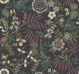 Marilyn Black Floral Trail Wallpaper with Botanical Modern Pattern - Brewster 4034-72138