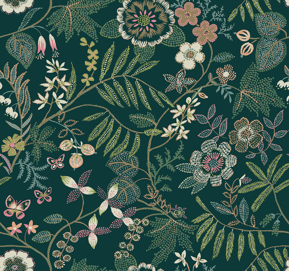 Marilyn Green Floral Trail Wallpaper by A-Street Prints - YK72139