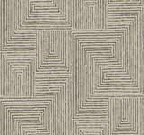 Mortenson Taupe Geometric Cork Wallpaper by A-Street Prints - Modern Maze Pattern in Black and Taupe