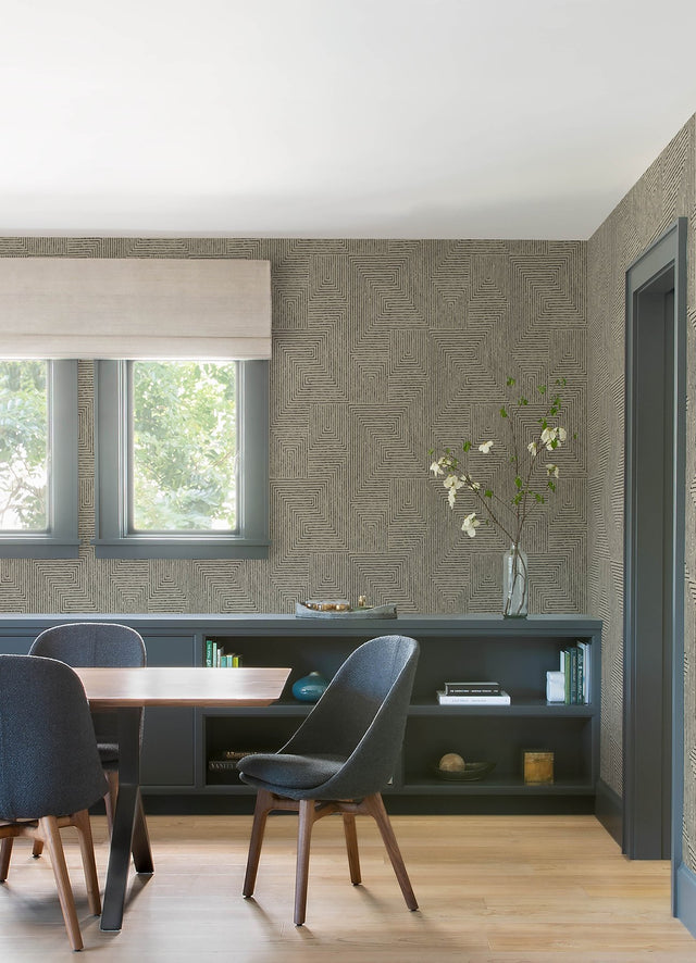 Mortenson Taupe Geometric Wallpaper with Modern Graphics Pattern - A-Street Prints 4034-72140