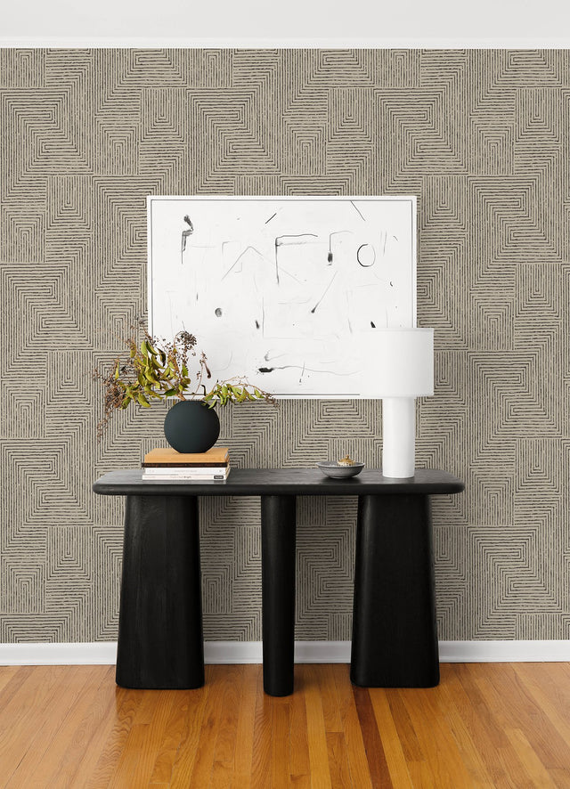 Mortenson Taupe Geometric Wallpaper with Modern Graphics Pattern - A-Street Prints 4034-72140
