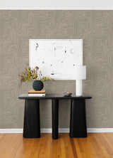 Mortenson Taupe and Black Geometric Cork Wallpaper by A-Street Prints Scott Living III Unpasted Modern Maze Design 27-in x 27-ft - YK72140