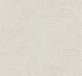 Mortenson Light Grey Geometric Cork Wallpaper with Modern Graphics Pattern - Brewster 4034-72141