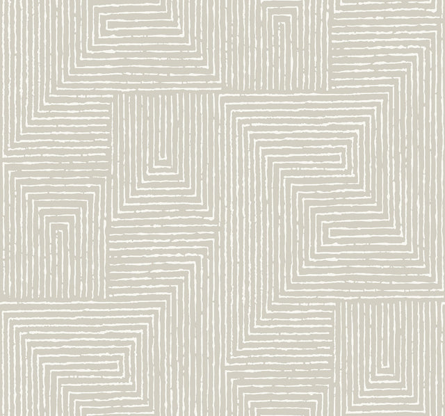 Mortenson Light Grey Geometric Cork Wallpaper with Modern Graphics Pattern - Brewster 4034-72141