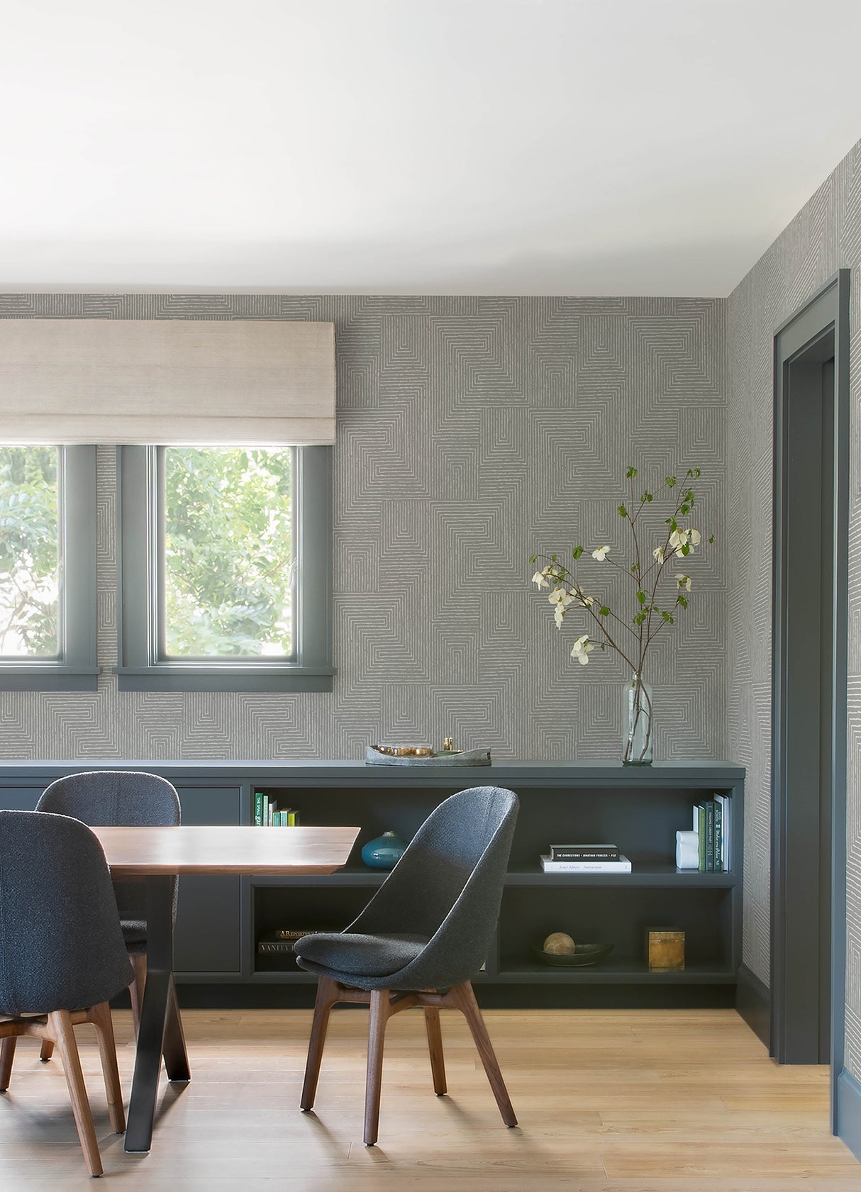 Mortenson Dove Geometric Wallpaper by A-Street Prints Modern Grey and White Maze Pattern Cork Unpasted Sidewall 27-In x 27-Ft Roll - YK72143