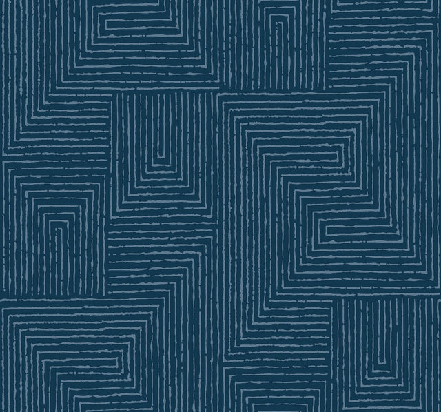 Mortenson Navy Geometric Wallpaper with Modern Graphic Pattern - A-Street Prints 4034-72144